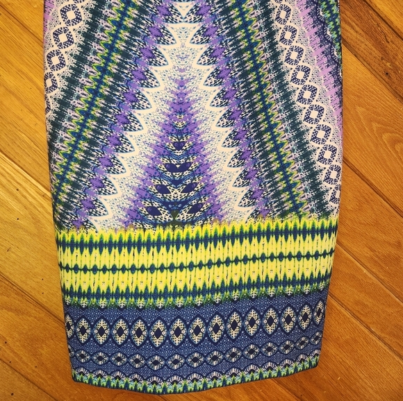 Bisou Bisou Michele Bohbot purple, green and blue boatneck bodycon dress Size 2 - Picture 5 of 10